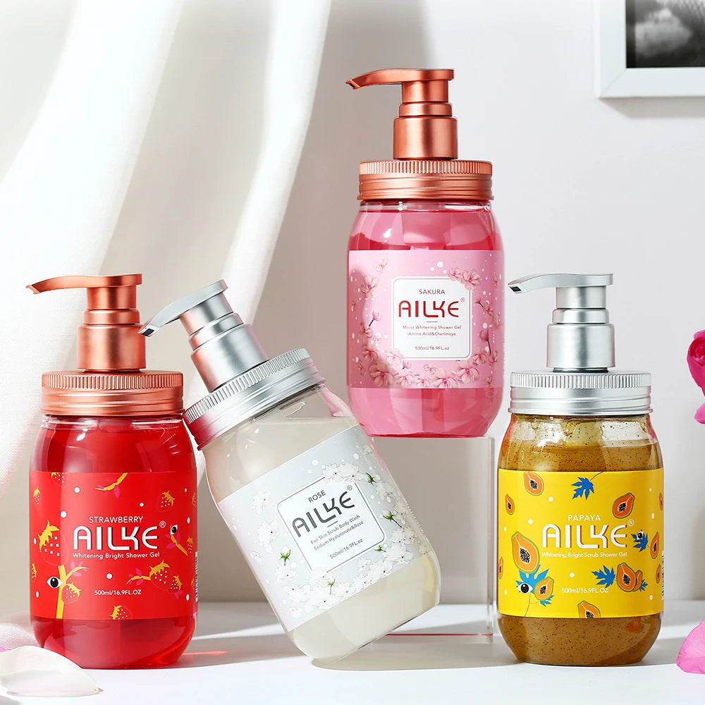 AILKE Rose Shower Gel – Whitening & Moisturizing Body Wash