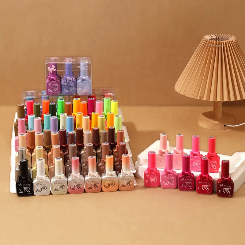 9-Piece Gel Nail Polish Set – Red, Pink & Nude Shades (15ml)