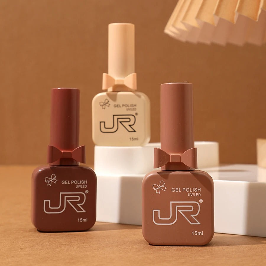 9-Piece Gel Nail Polish Set – Red, Pink & Nude Shades (15ml)