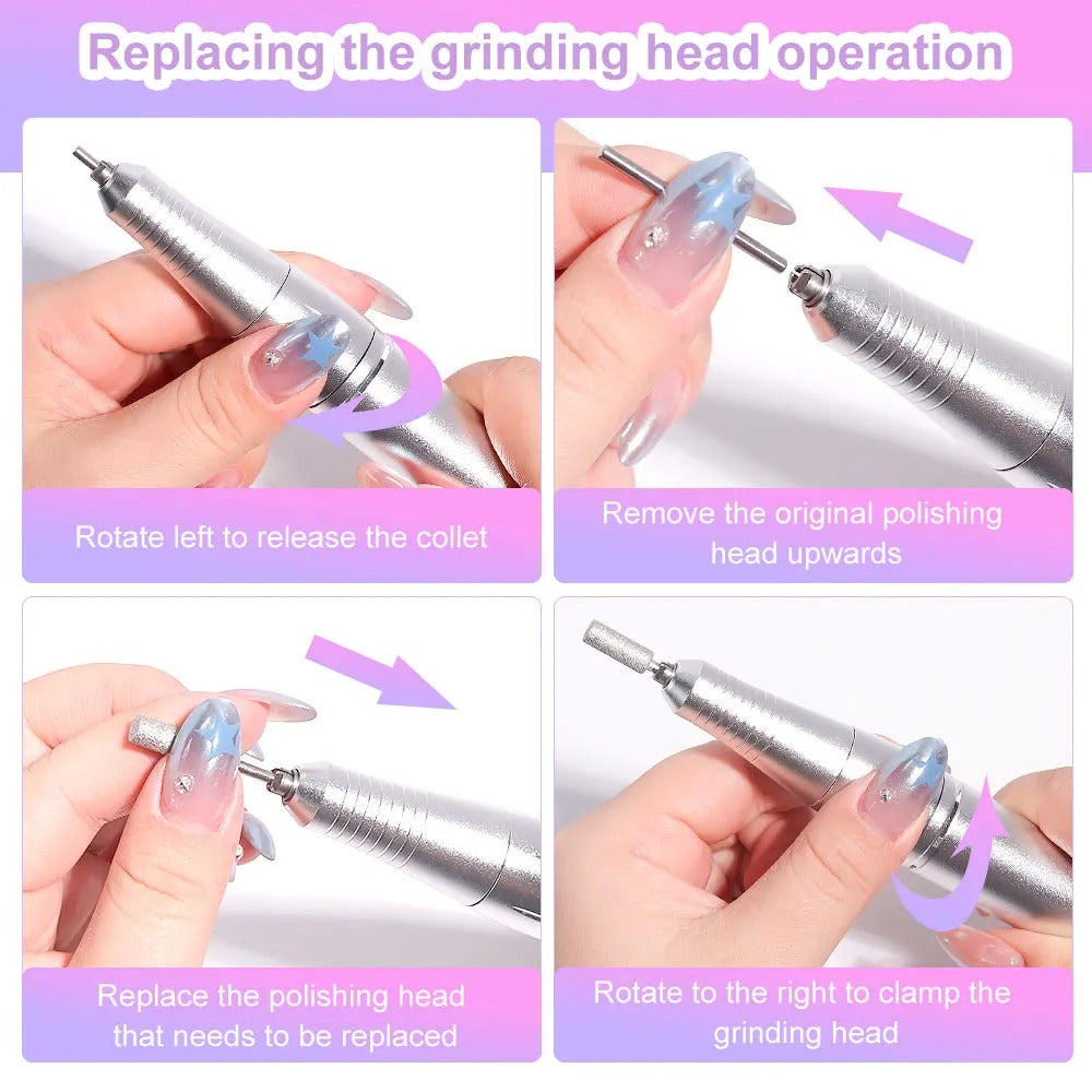 Rechargeable Electric Nail Drill – 45,000 RPM Portable File for Gel Nails